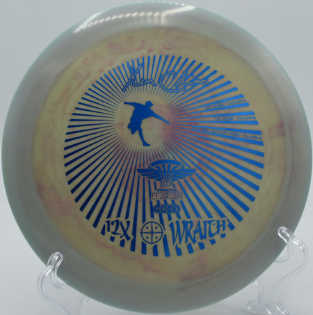 Swirled Star Wraith soaring on a flex line at Harmon Hills Disc Golf Course in Fall Branch, Tennessee.

