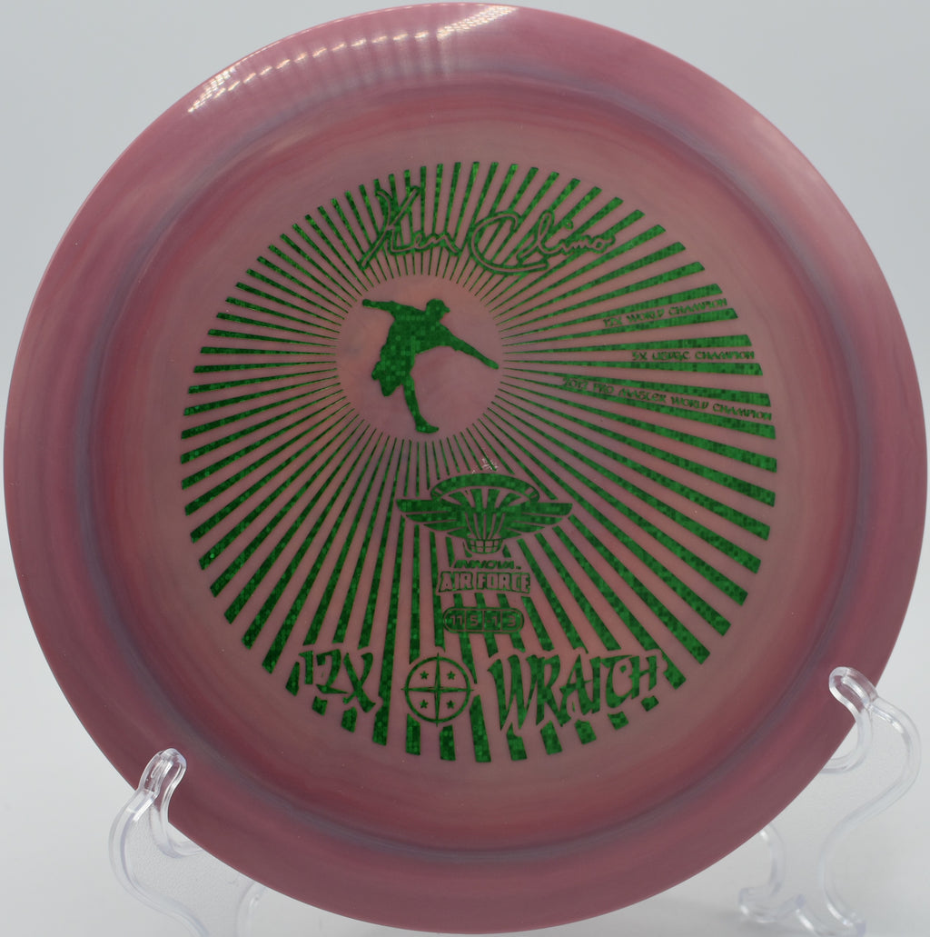 Swirled Star Wraith holding a smooth anhyzer at Trophy Lakes Disc Golf Course in Johns Island, South Carolina.