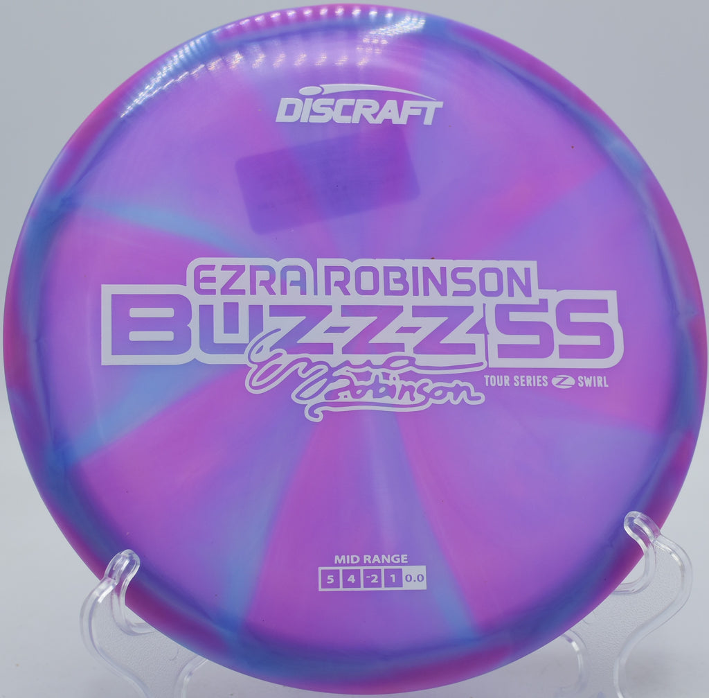 Discraft ESP Buzzz SS mid-flight over creek at Poston Park DGC in Lowell, North Carolina

