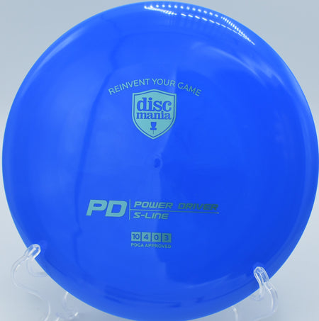 "S-Line PD disc golf driver mid-flight at the scenic Milo McIver Disc Golf Course in Estacada, OR."
