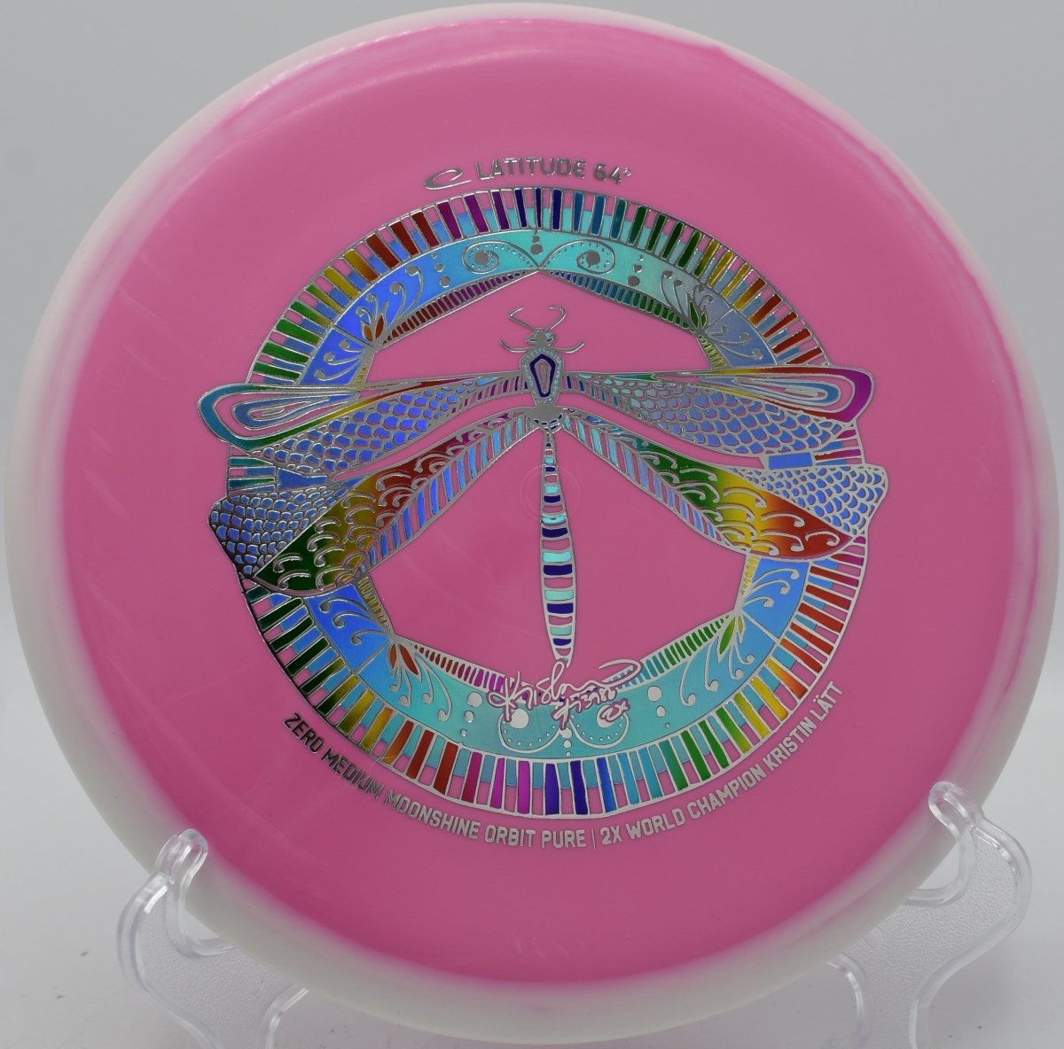 Latitude 64 Pure glow putter inside circle at Renny Gold Disc Golf Course in Charlotte, North Carolina