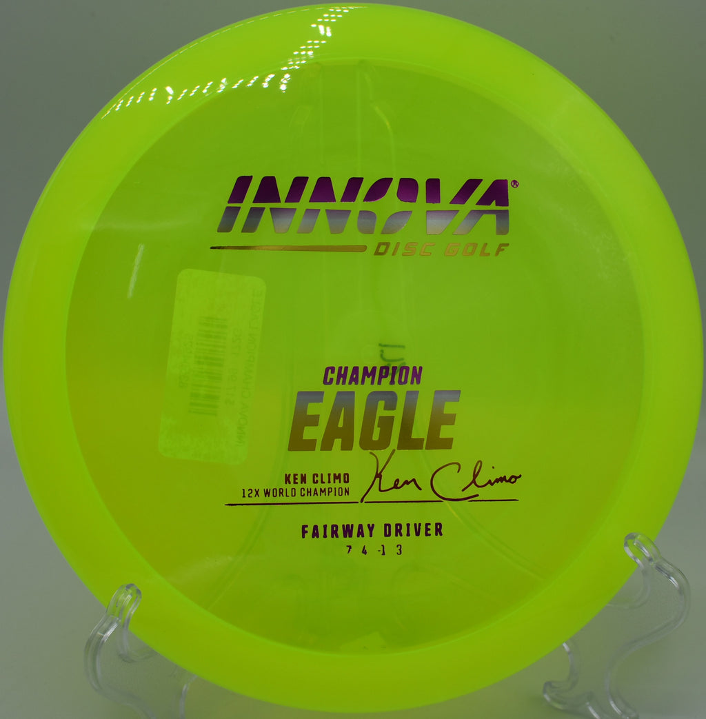 Champion Eagle gliding smoothly through a wooded gap on Hole 7 at Rollin Ridge Disc Golf Course, Reedsville, Wisconsin.
