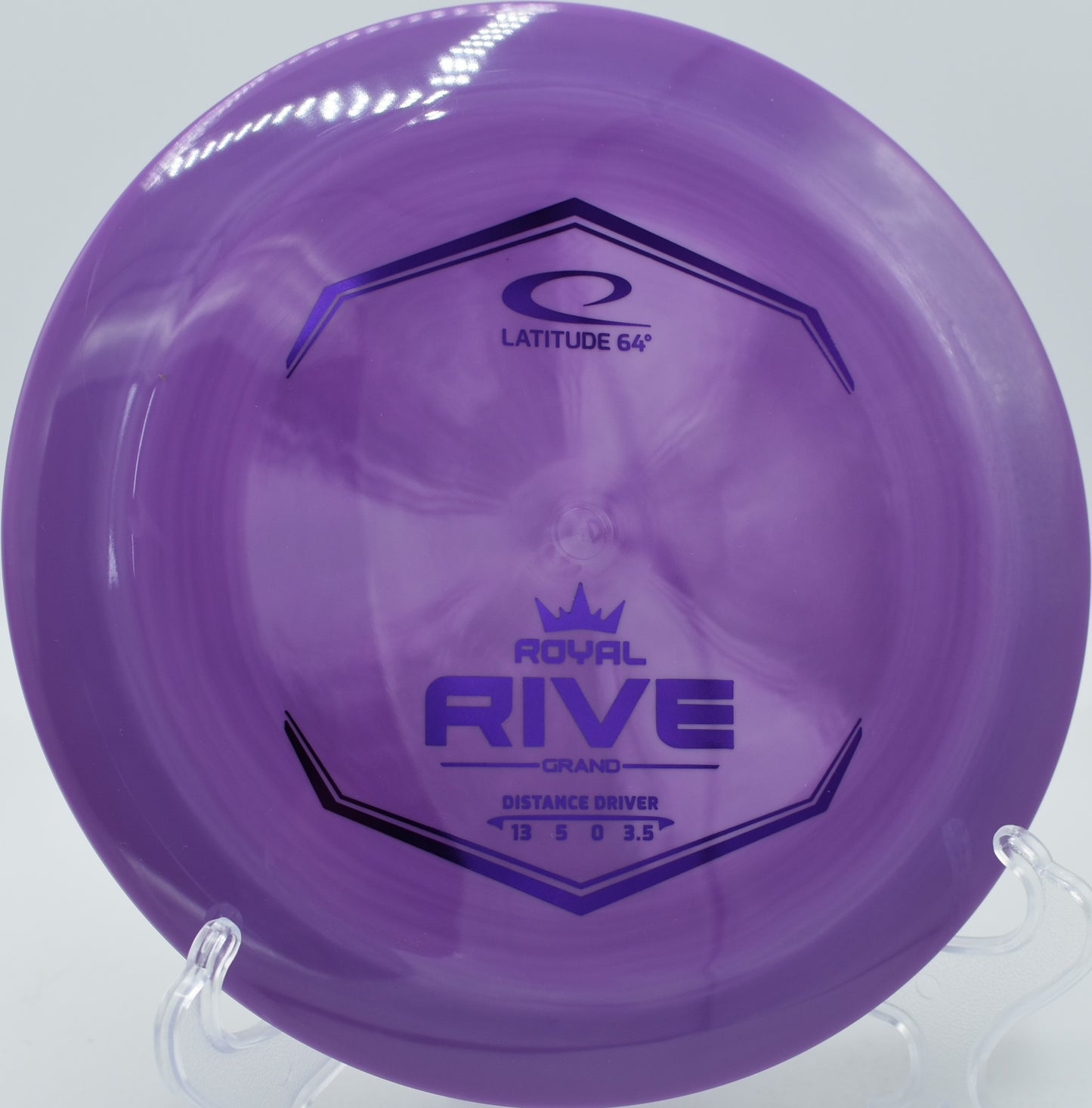 Grand plastic Rive fading hard at the end of a big drive at Harmon Park DGC in Lebanon, Oregon.

