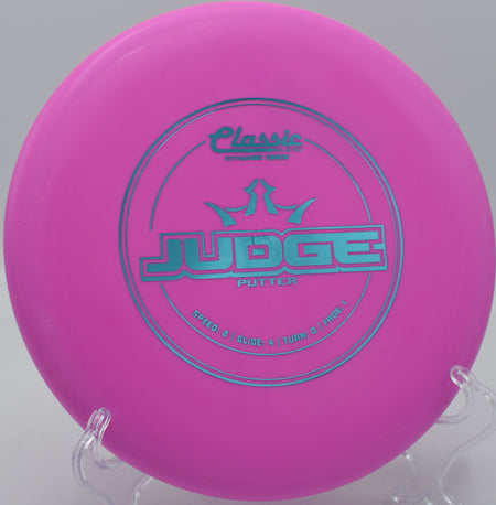 Close-up of the Classic Blend Judge's beaded rim and stamp at Lake Marshall Disc Golf Course in Montross, Virginia.


