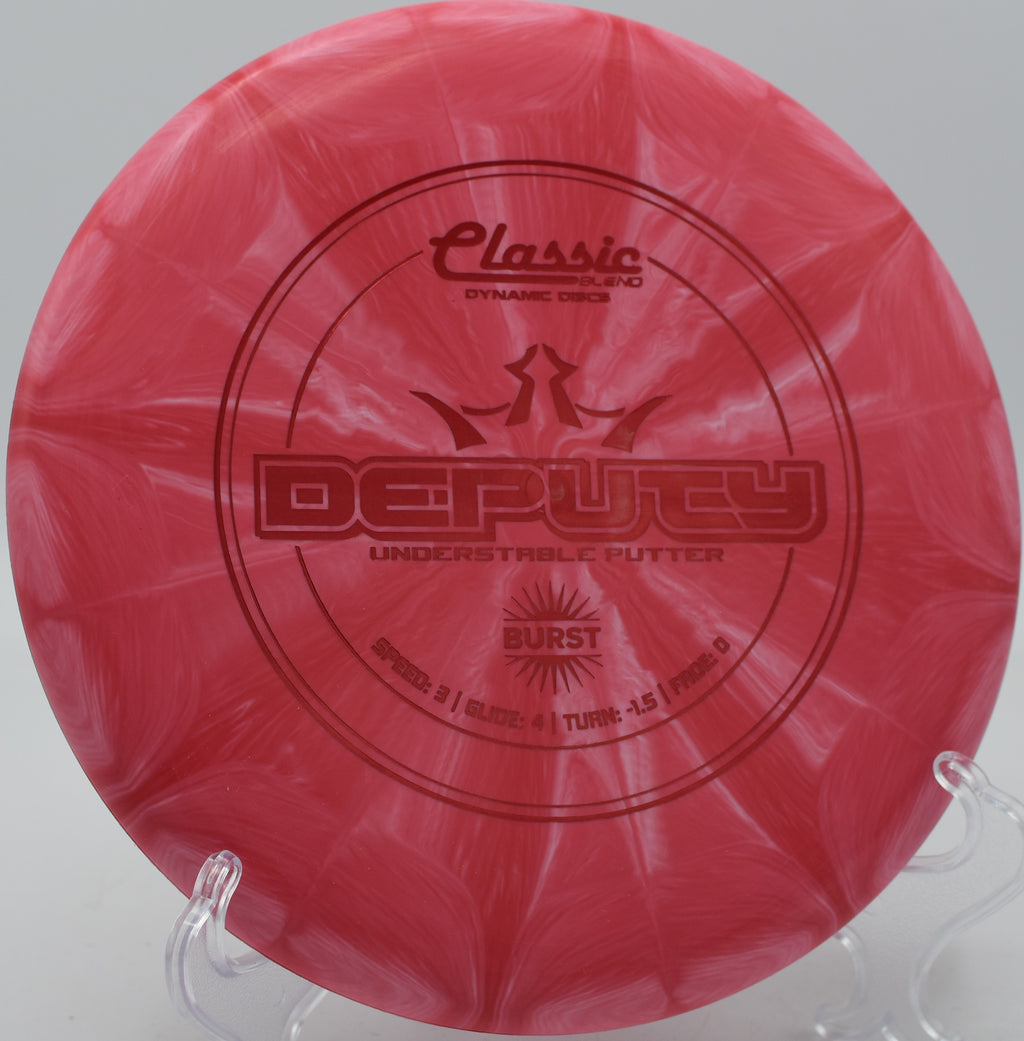 Dynamic Discs Classic Blend Burst Deputy floating on an anhyzer line at North Boundary Park in Cranberry Township, Pennsylvania.

