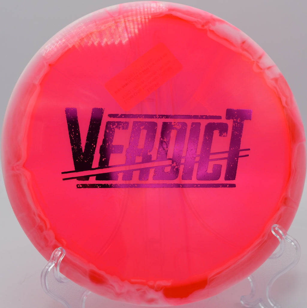 Lucid Ice Orbit Verdict holding a flex line at West Park Disc Golf Course in Joliet, Illinois.


