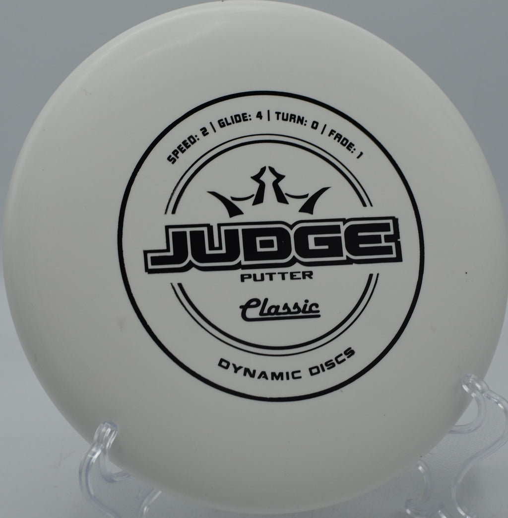 Dynamic Discs Classic Judge mid-approach at Sunset Hills Disc Golf Course in Pekin, Illinois.

