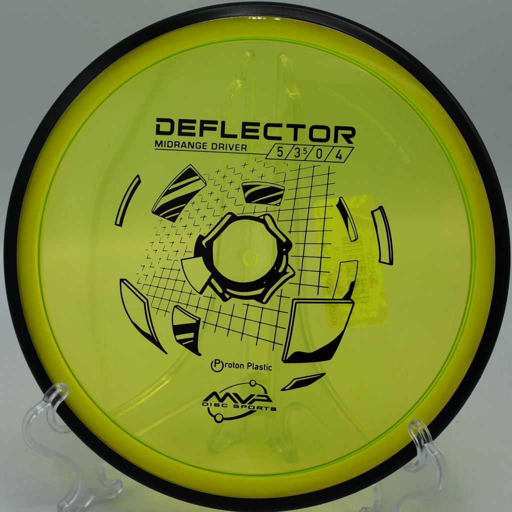 "MVP Proton Deflector – Extremely overstable midrange perfect for wind-fighting approaches at Creekside Disc Golf Course in Utah."

