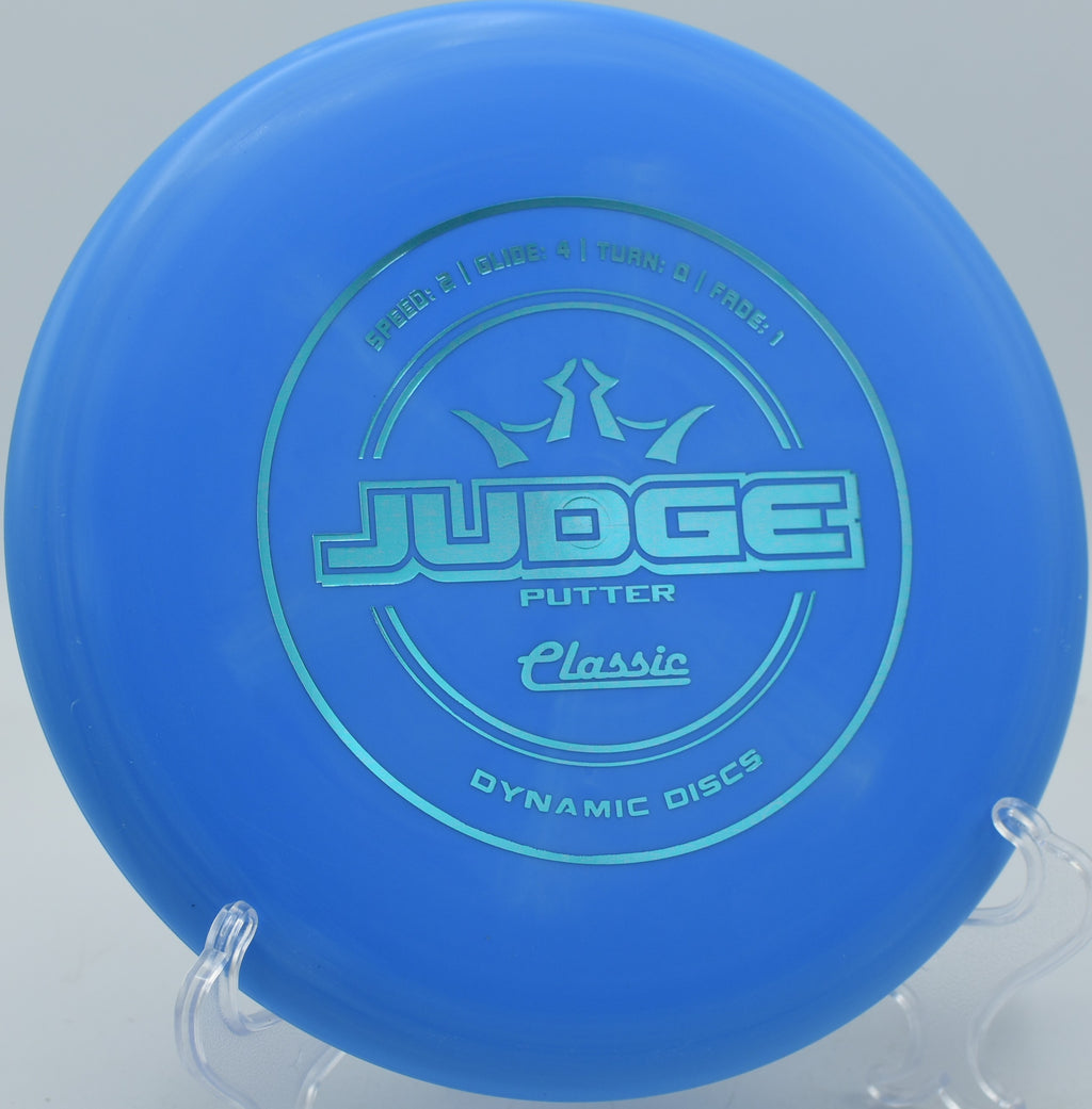 Dynamic Discs Classic Judge on a step putt approach at Creekside Disc Golf Course in Salt Lake City, Utah.

