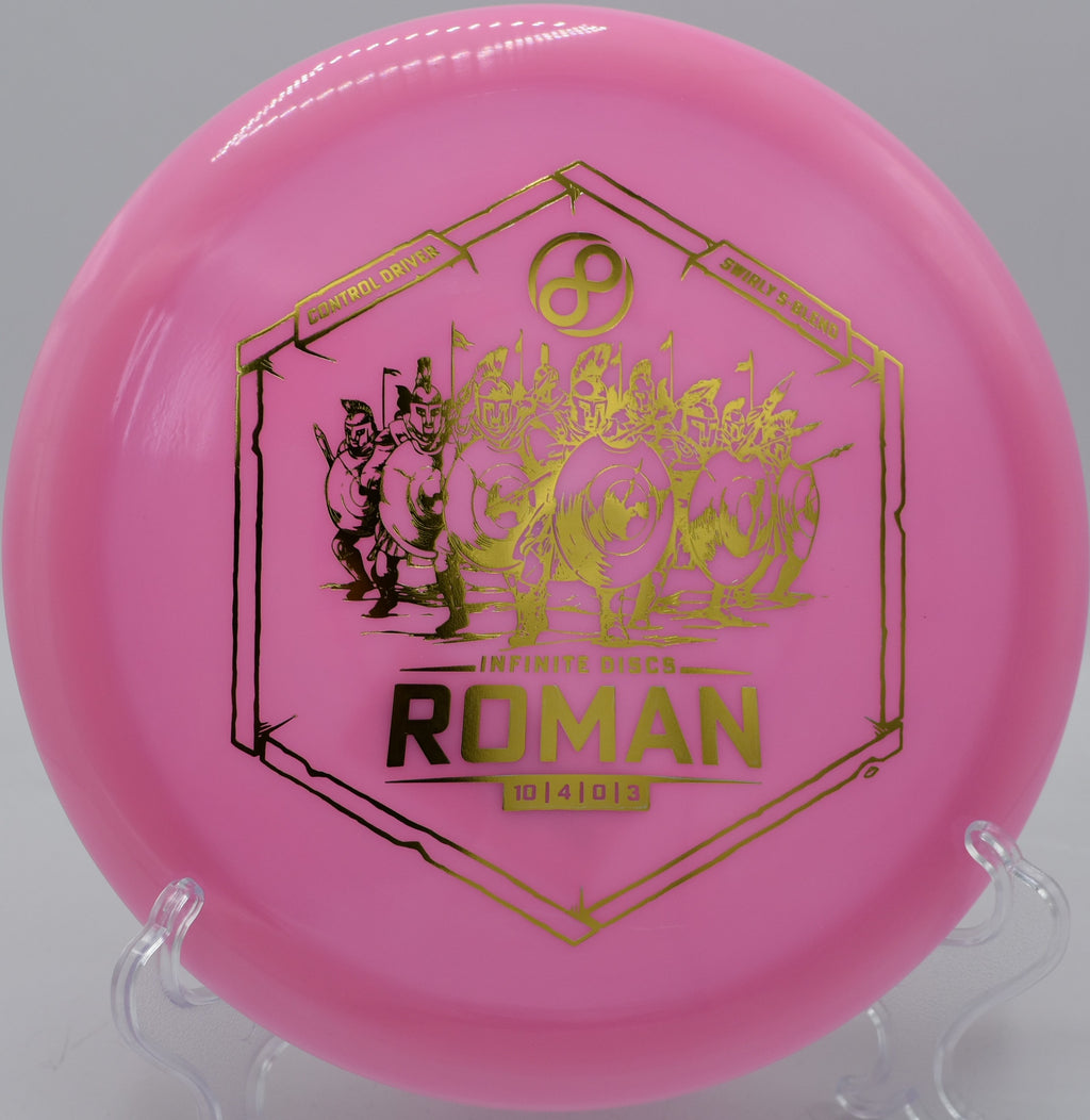 Swirly S-Blend Roman fading hard on a forced hyzer line at Zephyrhills Disc Golf Course in Florida.

