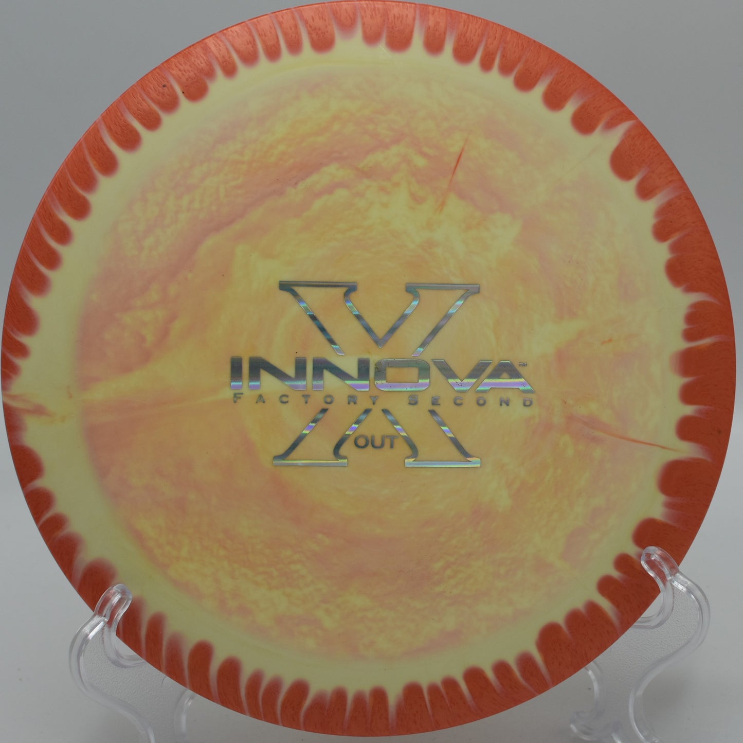 "1st Run Halo Destroyer disc golf driver slicing through windy conditions in Kansas."
