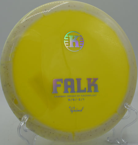 Close-up of K1 Grind Falk’s grippy texture before a tee shot at Moraine State Park in Pennsylvania.

