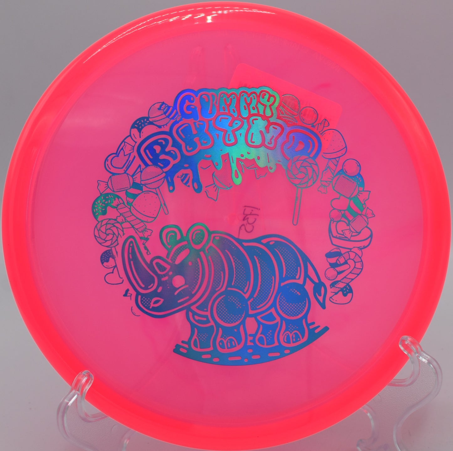 "Gummy Champion Rhyno disc, designed for stopping on a dime and staying close to the basket in Charlotte, NC."
