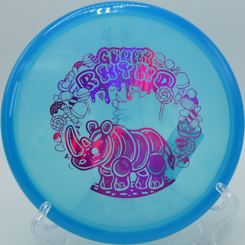 "Innova Gummy Champion Rhyno, offering unmatched reliability for controlled shots in windy rounds in Tampa, FL."
