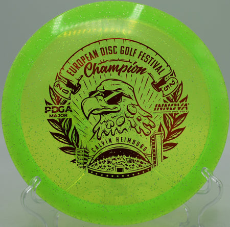 Innova Metal Flake Eagle with clean forehand release at DeLaveaga DGC in Santa Cruz, California

