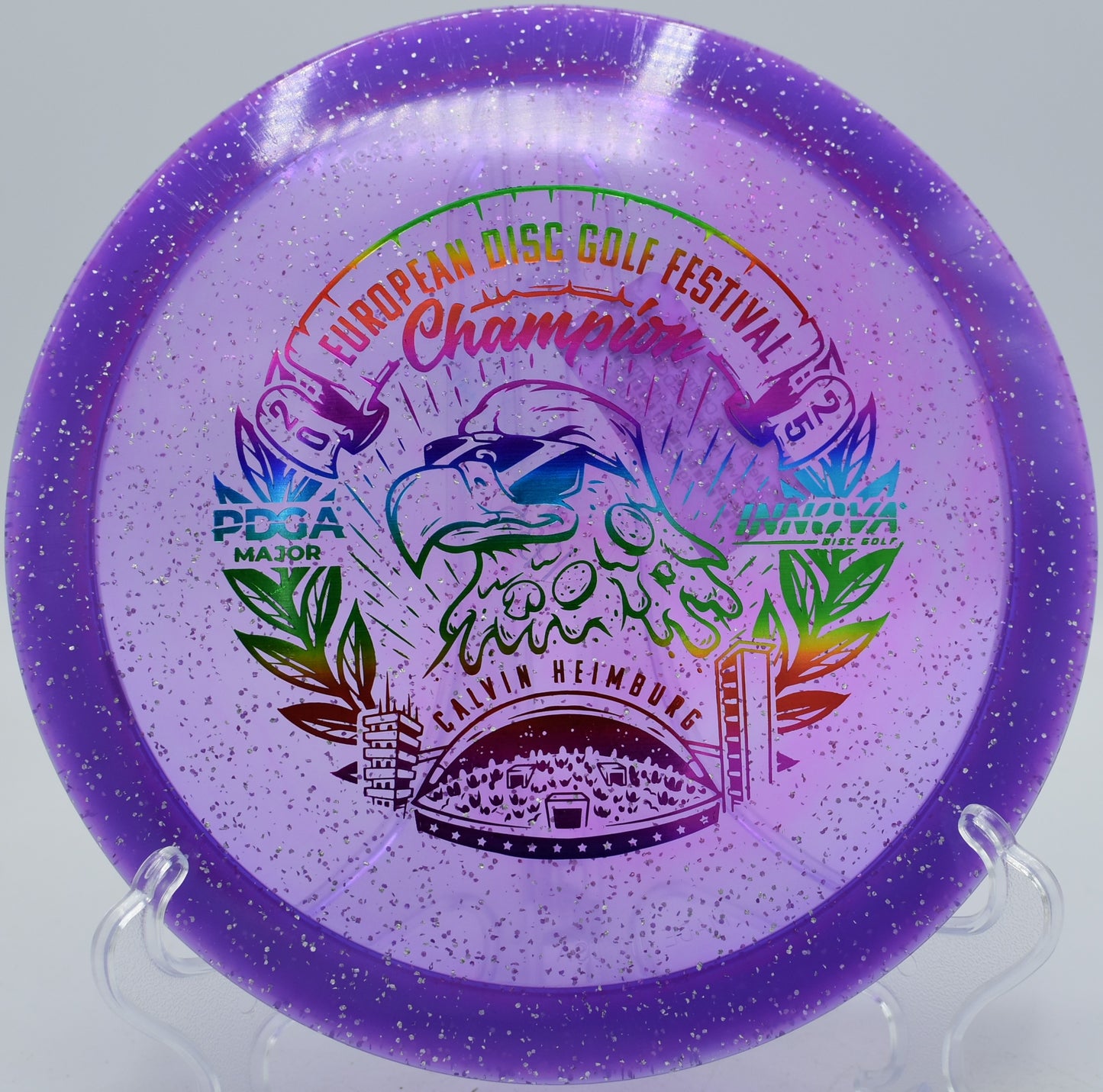 Innova Metal Flake Eagle standing out mid-flight at Token Creek DGC in Madison, Wisconsin

