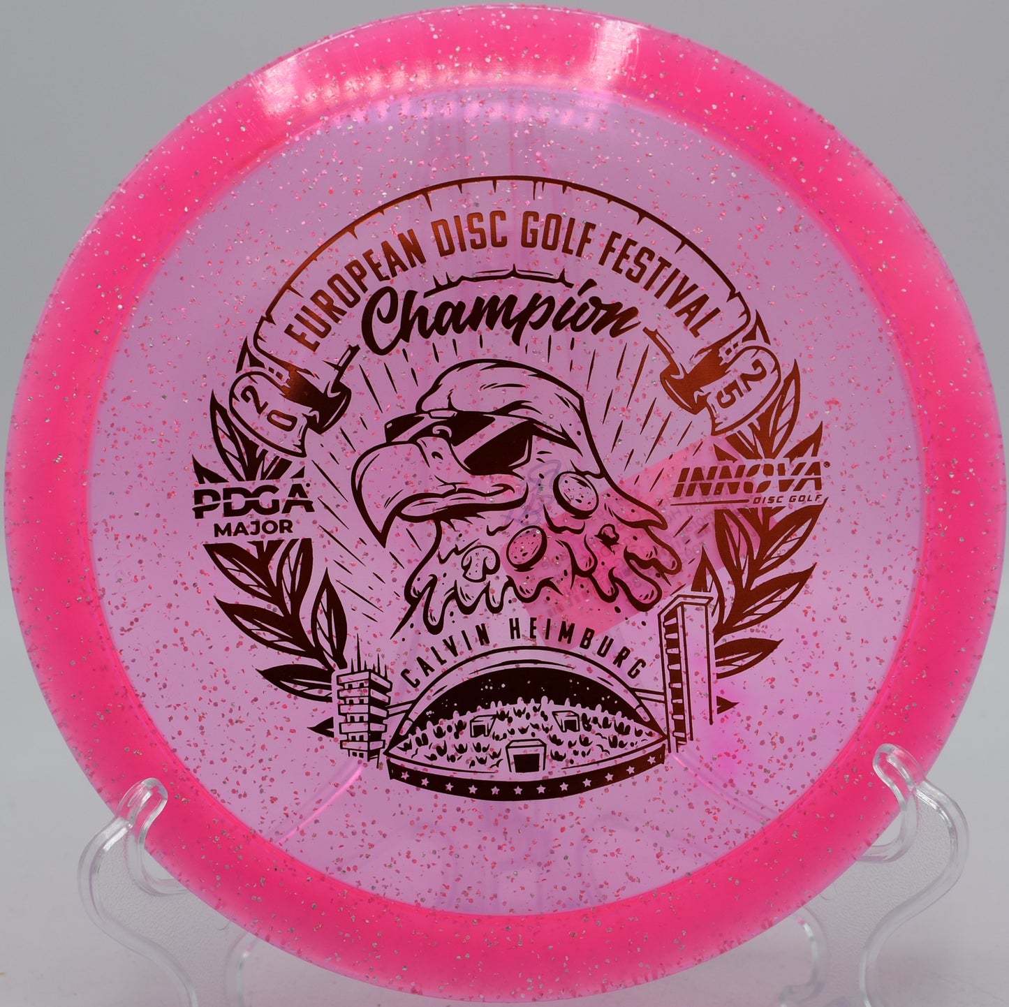 Innova Metal Flake Eagle backhand into headwind at Wildcat Bluff in Urbana, Iowa

