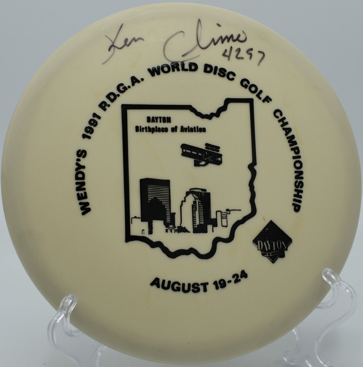Glow DX Shark W/Pat's (1991 PDGA World Championship Signed by Ken Climo) - Flexline Discs - 69847351019165