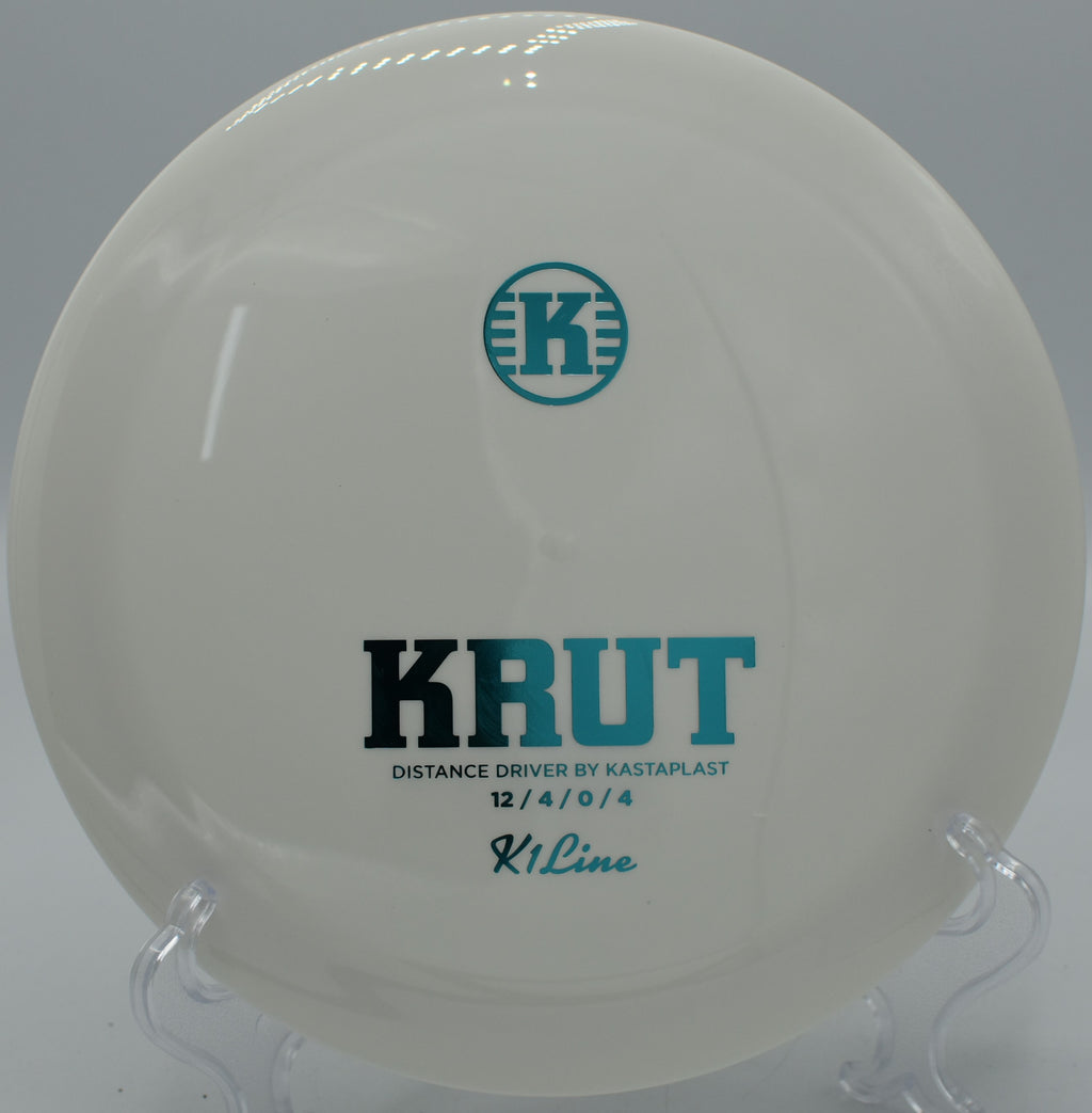 "Krut distance driver by Kastaplast, designed for wind resistance and powerful shots in Nashville, TN."
