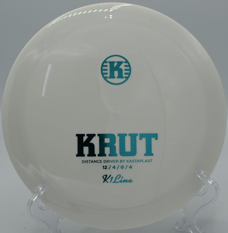"Krut distance driver by Kastaplast, designed for wind resistance and powerful shots in Nashville, TN."
