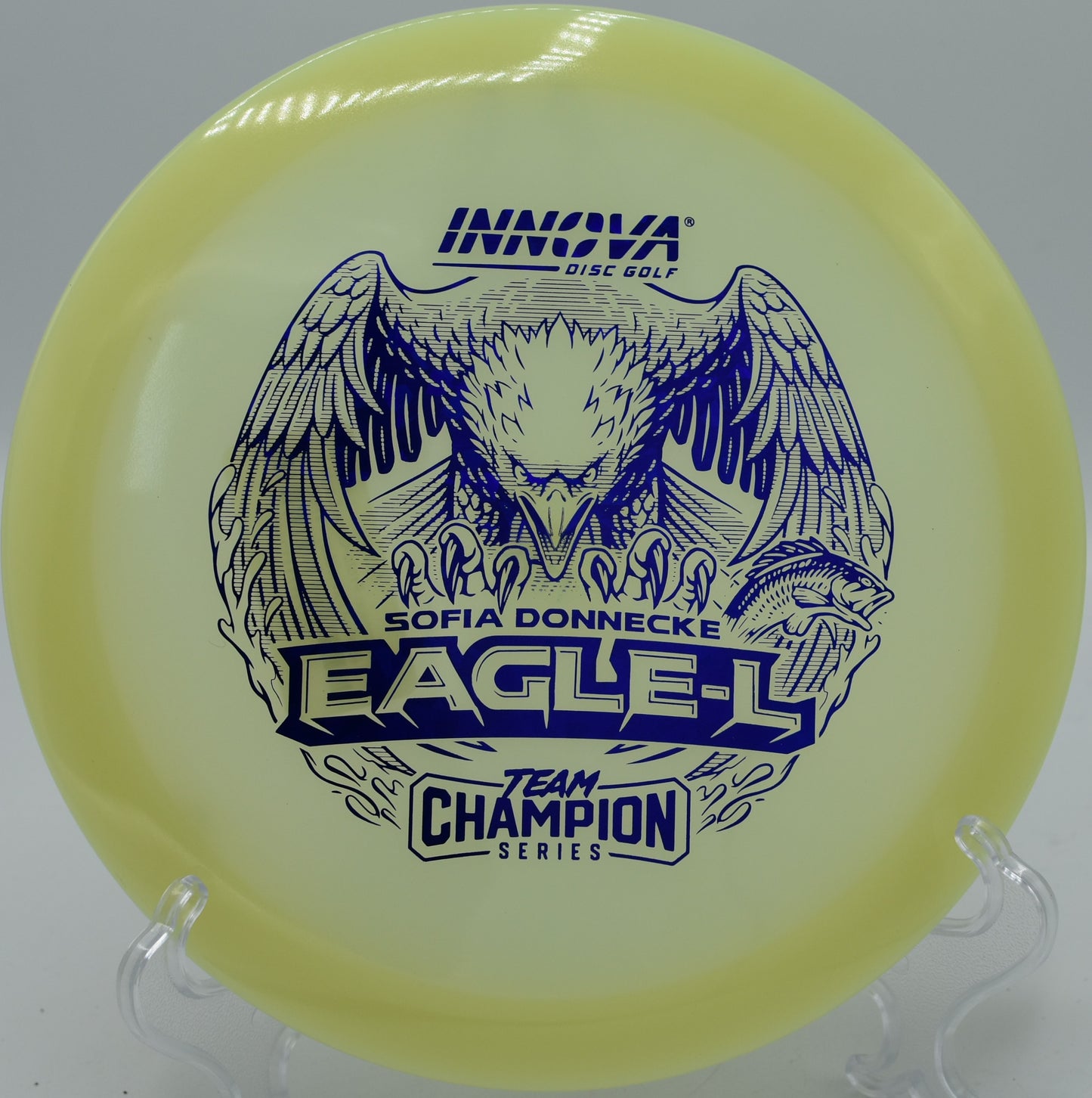 "Shop the Glow Champion Eagle by Innova, a top-rated fairway driver, at Flexline Discs."
