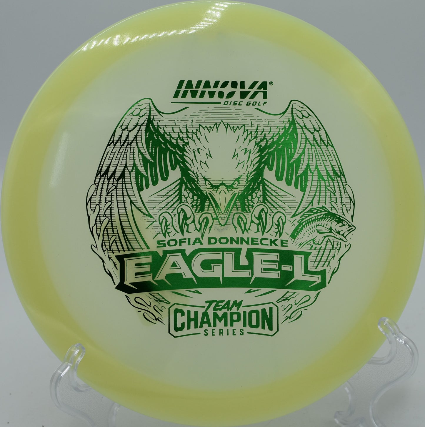 "Glow Champion Eagle, a premium Innova fairway driver, available for disc golfers in Los Angeles, CA."
