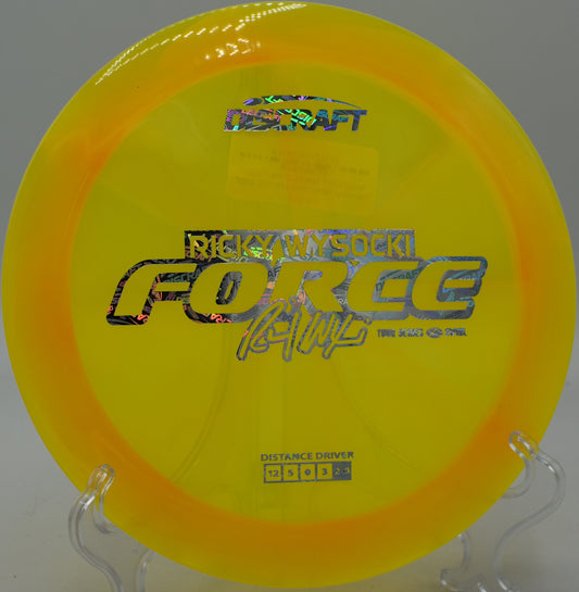 Force in Z Swirl plastic used for a low flex line at SeaTac Disc Golf Course in Washington.

