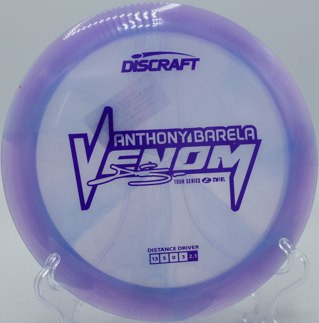 Discraft Z Swirl Venom powering through the wind at The Fort Disc Golf Course in Ogden, Utah.


