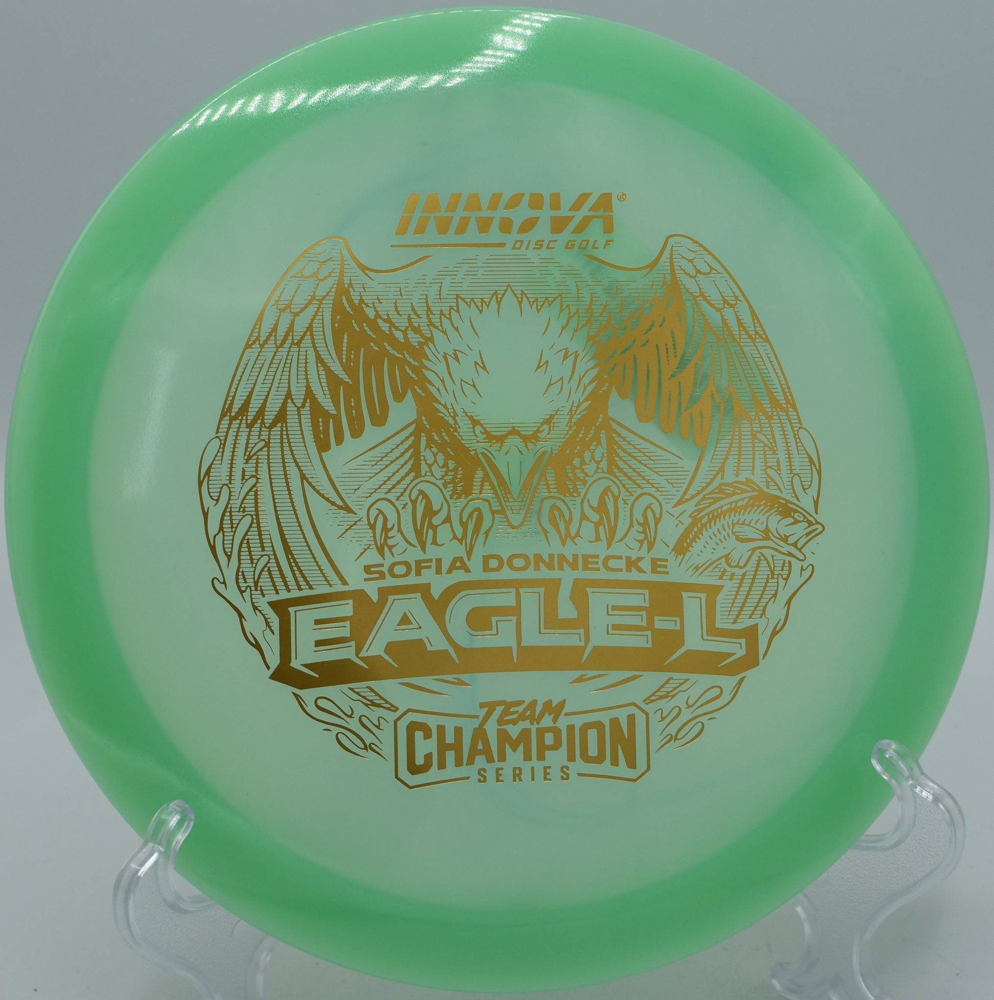 "Innova Glow Champion Eagle, a must-have for accurate throws, available in Dallas, TX."
