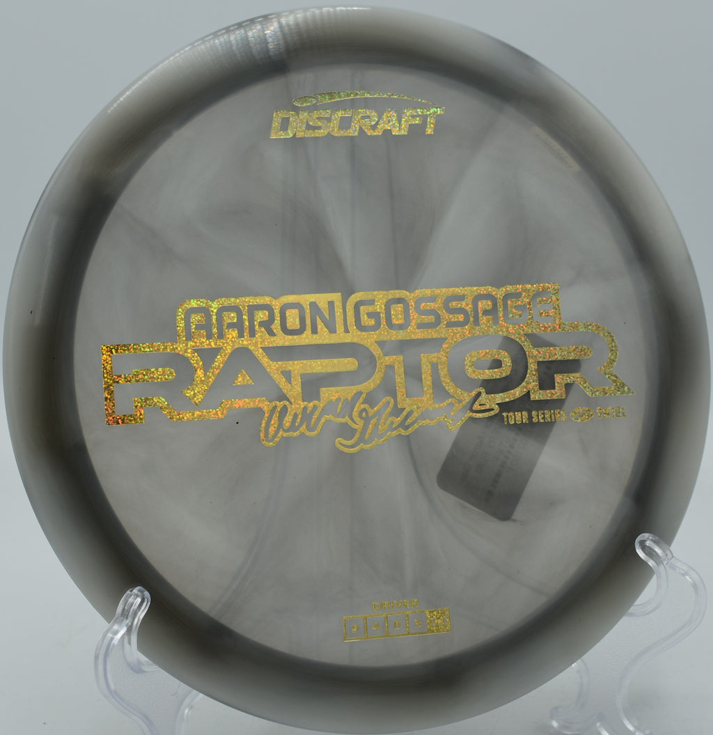 Discraft Z Swirl Raptor fired on a flat forehand line at Iron Hill Disc Golf Course in Newark, Delaware.

