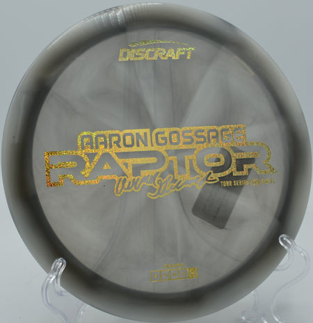Discraft Z Swirl Raptor fired on a flat forehand line at Iron Hill Disc Golf Course in Newark, Delaware.

