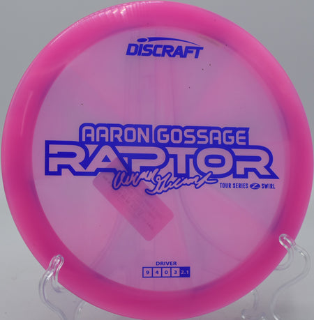 Discraft Raptor in Z Swirl plastic flexing back late at Rock Ridge Disc Golf Course in Pittsboro, North Carolina.

