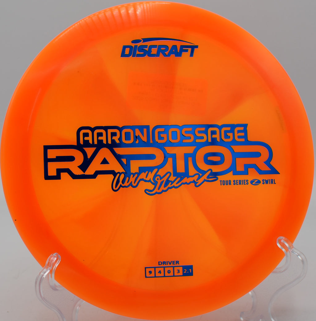 Discraft Z Swirl Raptor used for a spike hyzer approach at Flip City in Shelby, Michigan.

