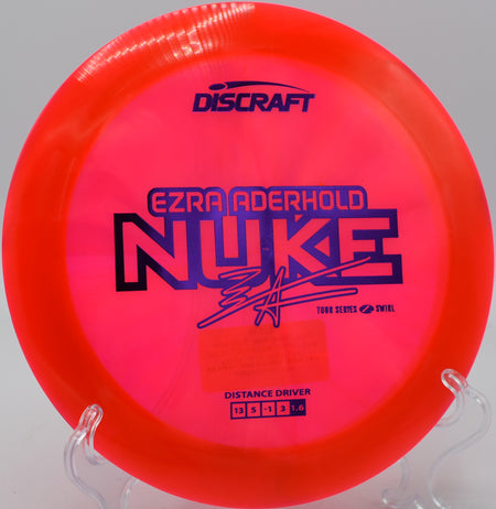 Z Swirl Nuke flying low and fast off the tee at Panther Creek DGC in Springfield, Illinois.

