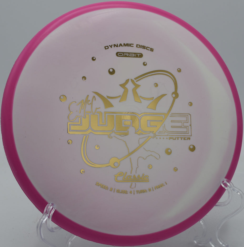 Orbit Judge on a clean spin putt at LaBenite Disc Golf Course in Sugar Creek, Missouri

