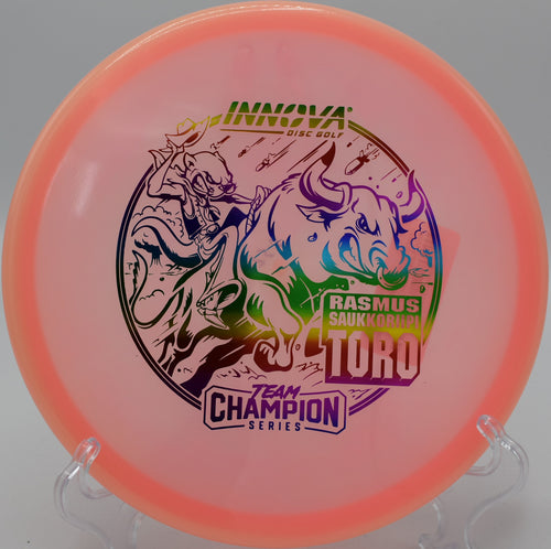 "Innova Proto Glow Champion Toro, a flat, torque-resistant midrange, available for players in Austin, TX."
