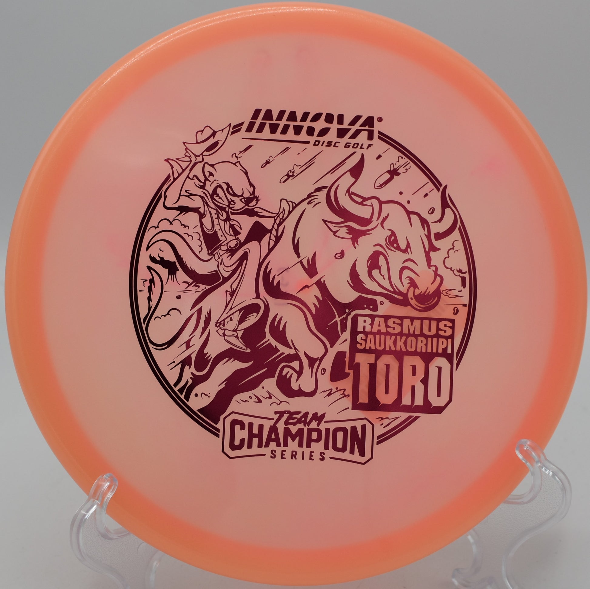 "Shop the Proto Glow Champion Toro, designed for controlled hyzer shots, shipping to Tampa, FL."
