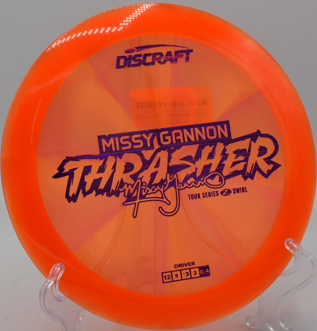 Z Swirl Thrasher gliding effortlessly on a downhill shot at SeaTac DGC in Washington.


