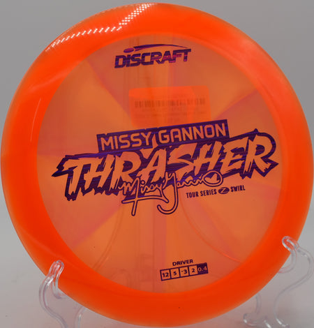 Z Swirl Thrasher gliding effortlessly on a downhill shot at SeaTac DGC in Washington.

