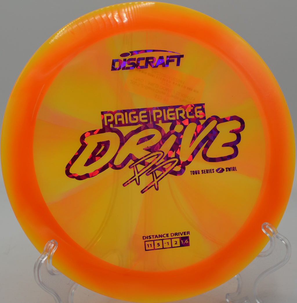 Player launching a Z Swirl Drive into a headwind at Trophy Club Park in Texas.

