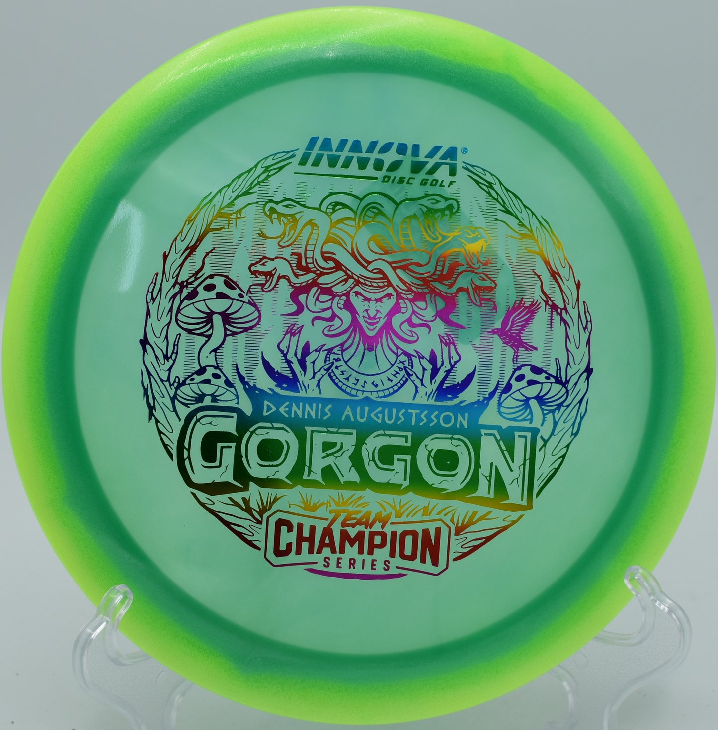 "Shop the Proto-Glow Champion Halo Gorgon at Flexline Discs, perfect for dialed-in control, available in Las Vegas, NV."
