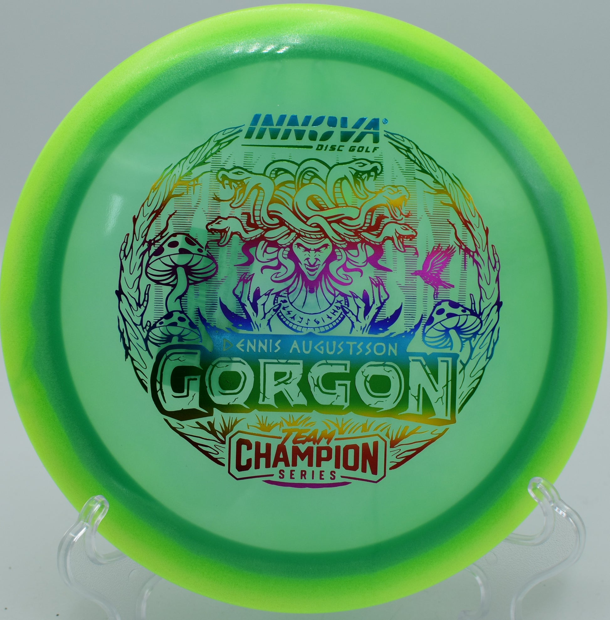 "Limited-edition Proto-Glow Champion Halo Gorgon, engineered for precision and power, available now at Flexline Discs."
