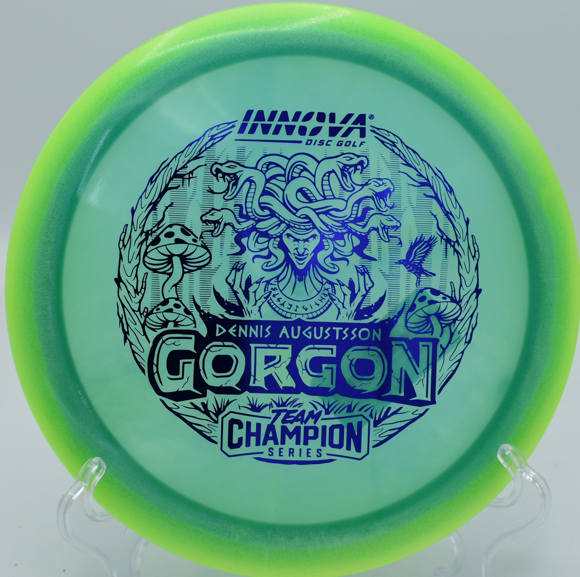 "Innova Proto-Glow Champion Halo Gorgon, built for effortless distance and control, now shipping to Cincinnati, OH."
