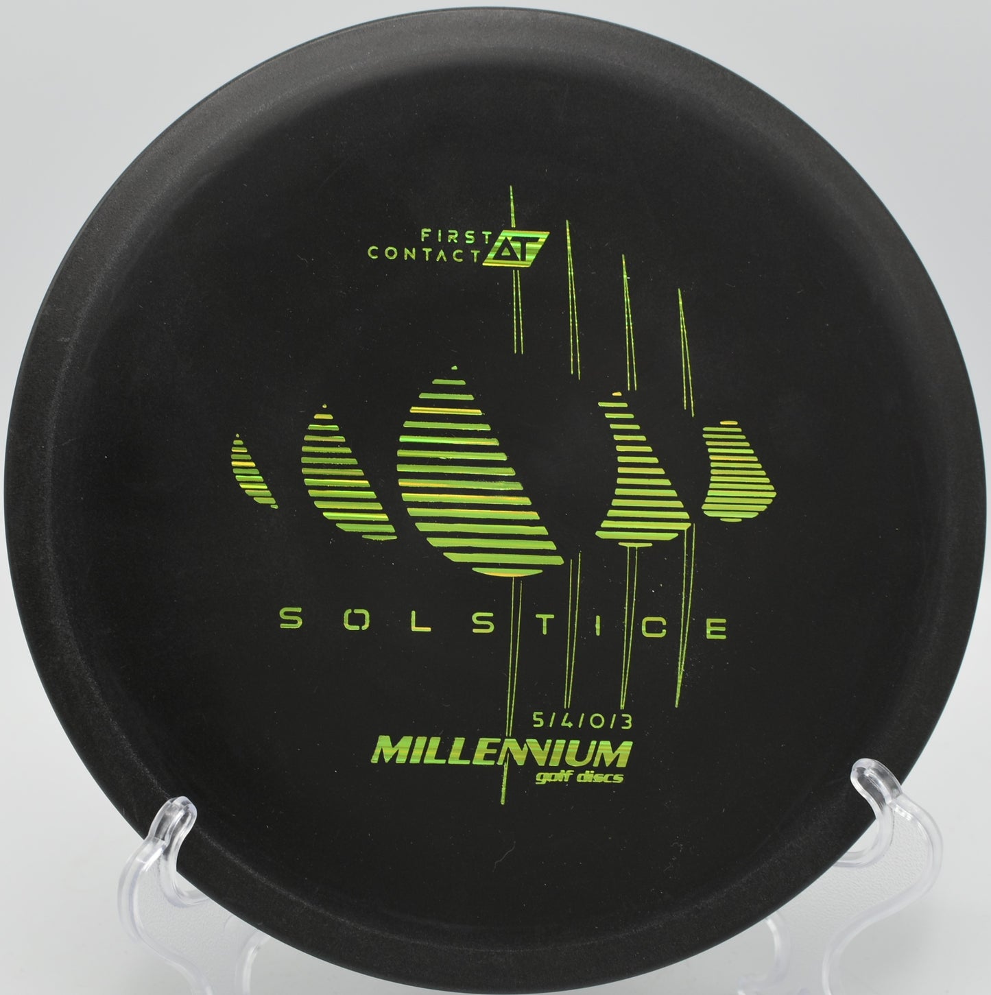 "Millennium DT Solstice, a grippy overstable midrange for precision throws, now available at Flexline Discs."
