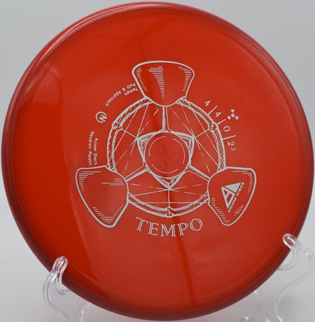 Tempo held before a flick shot at Rock Ridge Disc Golf Course in Pittsboro, North Carolina.

