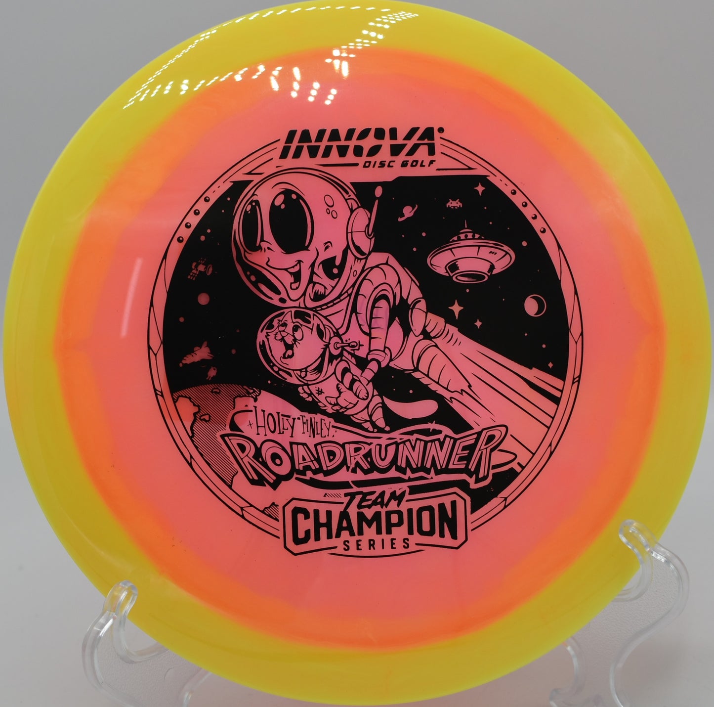 "Get the Innova Halo Champion Roadrunner for long rollers and hyzer flips, shipping to Portland, OR."
