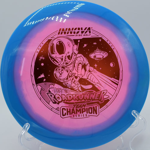 "Buy the Halo Champion Roadrunner at Flexline Discs, perfect for tunnel shots and rollers, shipping to Charlotte, NC."
