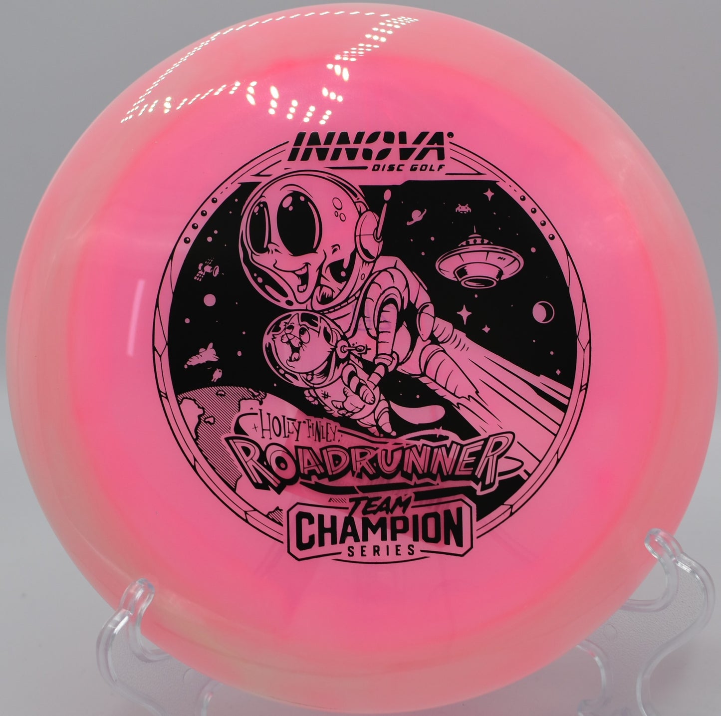 "Innova Halo Champion Roadrunner, built for power rollers and finesse drives, now shipping to Baltimore, MD."
