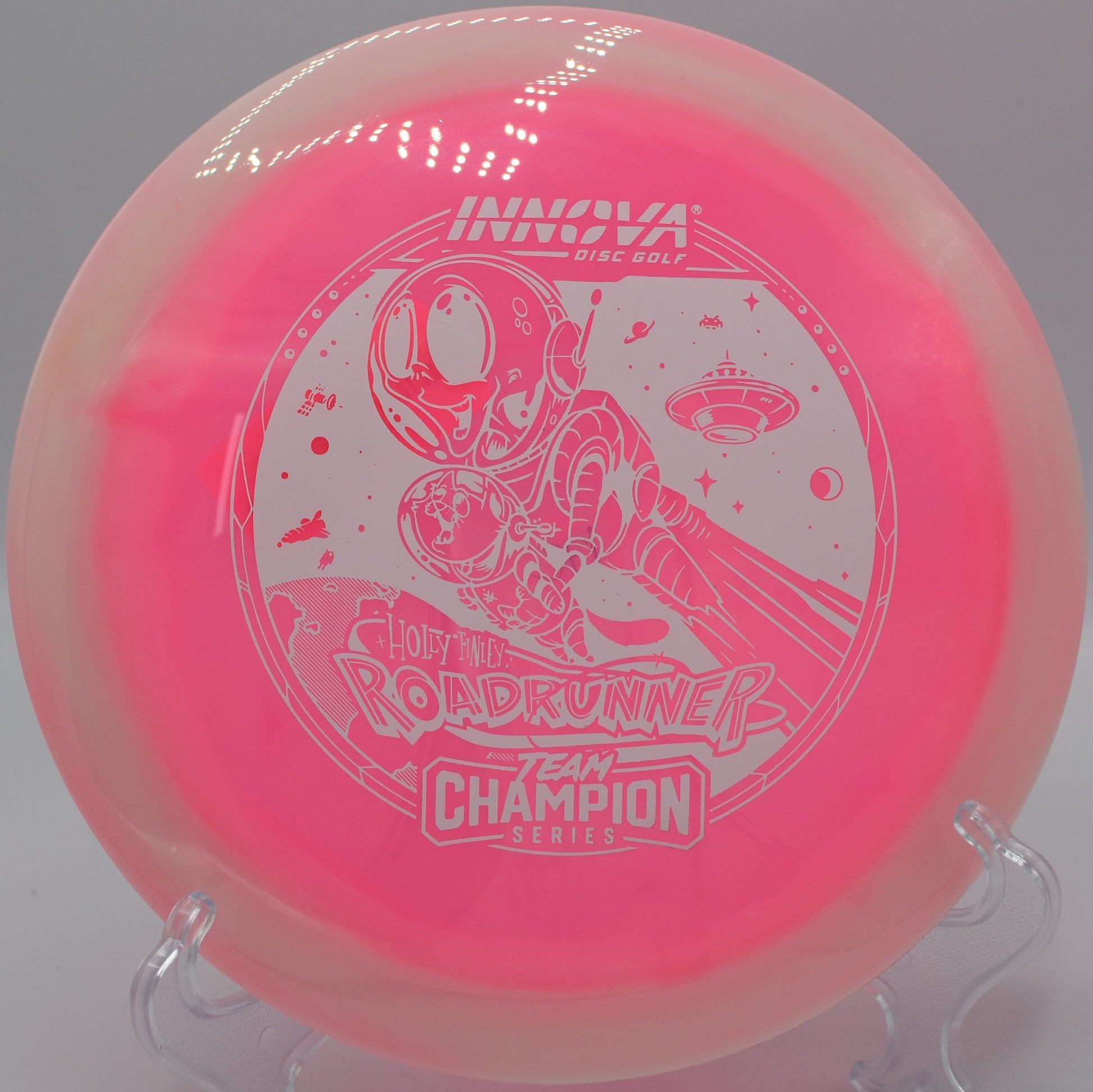 "Innova Halo Champion Roadrunner, a lightweight, high-speed driver with turn and glide, available in Raleigh, NC."
