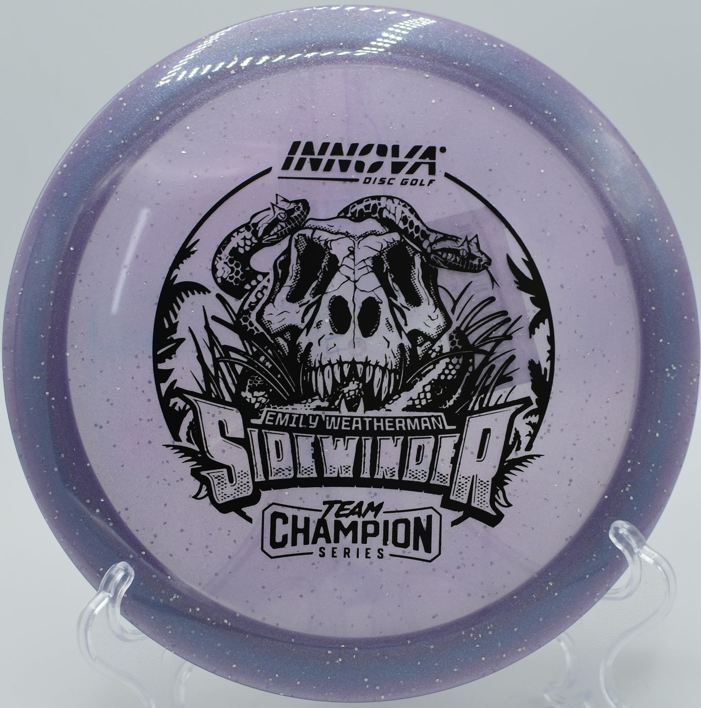 "Moondust Sidewinder by Innova, a premium disc for big turnover shots, now shipping to San Antonio, TX."
